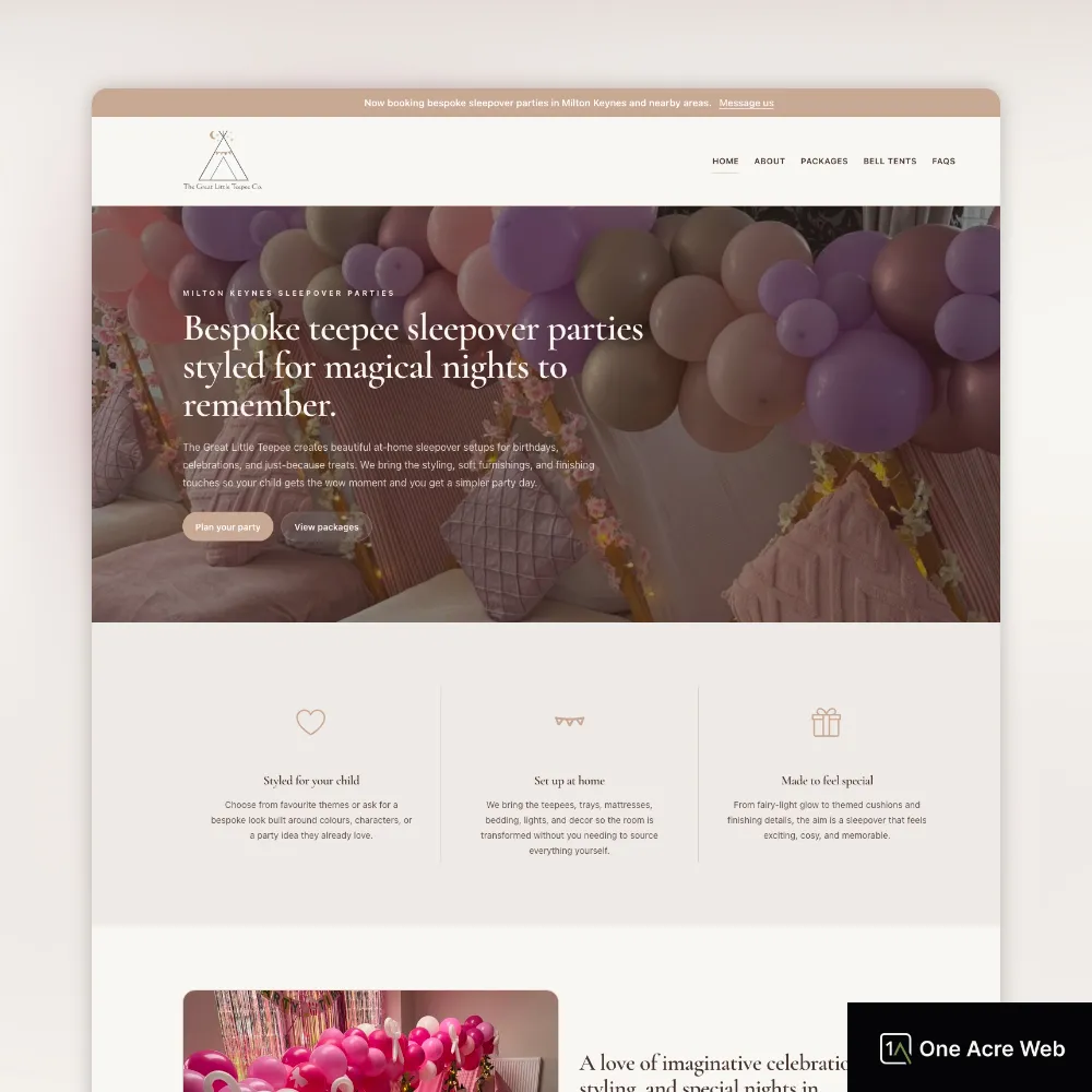 The Great Little Teepee Web Design Example